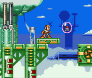 Mega Man usando el Danger Wrap en Mega Man 7