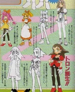 Distintos bocetos de Tron, en los cuales se puede observar bocetos previos de su vestuario cientifico