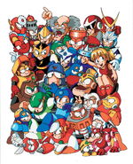 Personajes de "Mega Man", "Mega Man 2", "Mega Man 3" y "Mega Man: Dr. Wily's Revenge".