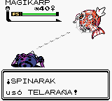 Spinarak usando telaraña en la segunda generación.