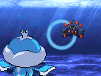 Jellicent usando hidropulso en Pokémon Negro 2 y Pokémon Blanco 2.