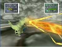 Tyranitar usando hiperrayo en Pokémon Stadium 2.