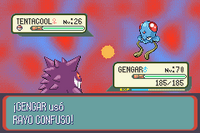 Gengar usando rayo confuso en la tercera generación.