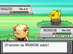 Efectos de precisión X en un combate en HGSS