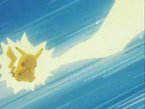 Pikachu de Ash usando trueno.