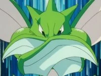 Scyther de Bugsy/Antón usando danza espada; primero se protege con sus guadañas...