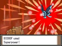Bidoof usando fuerza bruta en Pokémon Diamante y Pokémon Perla.