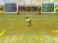 Chikorita usando gigadrenado en Pokémon Stadium 2.