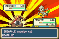 Smeargle usando megapuño en la tercera generación.