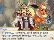 Héroe con Flareon recién evolucionado.