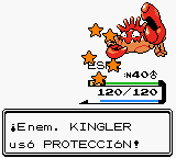 Kingler usando protección en la segunda generación.