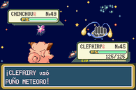 Clefairy usando puño meteoro en la tercera generación.