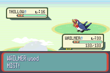 Wailmer usando neblina en la tercera generación.