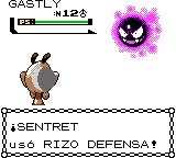 Sentret usando rizo defensa en la segunda generación