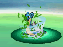 Lapras recibiendo ciclón de hojas en la quinta generación.