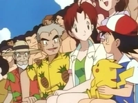 Delia hablando con Ash.