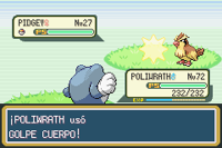 Poliwrath usando golpe cuerpo en la tercera generación.