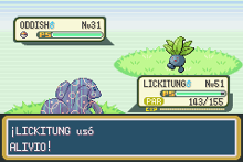 Lickitung usando alivio en la tercera generación.