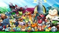 Ash Ketchum junto a sus Pokémon.