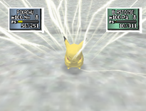 Pikachu usando trueno en Pokémon Stadium 2.