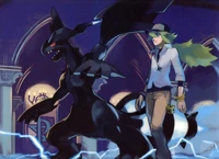 Ilustración de N junto a Zekrom.