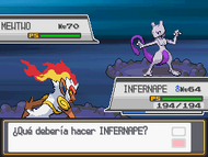 Batalla con Mewtwo en Pokémon Oro HeartGold y Plata SoulSilver.