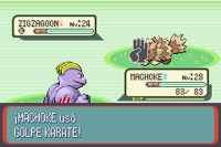 Machoke usando golpe kárate en la tercera generación.