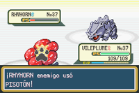 Rhyhorn usando pisotón en la tercera generación.