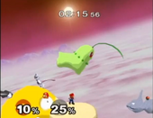 Globo con forma de Chikorita en Melee.