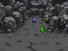 Dusknoir y Grovyle interrogan a un Sableye sobre lo ocurrido.