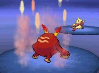 Darmanitan usando fuerza bruta en Pokémon Negro y Pokémon Blanco.
