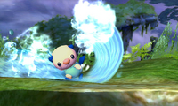 Oshawott usando surf.