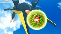 Vikavolt usando Electrocañón contra Primarina.