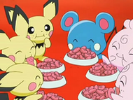 Pokémons del Sr. Fortuny (excepto Cleffa) comiendo.