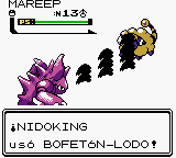 Nidoking usando bofetón lodo en Pokémon Oro, Plata y Cristal.