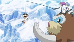 EP1184 Mamoswine llevando al Team Rocket