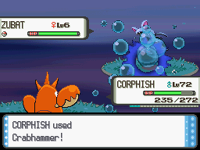 Corphish usando martillazo en la cuarta generación.