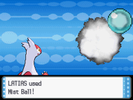 Latias usando bola neblina en la cuarta generación.
