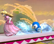 Piplup usando Surf en SSBB.