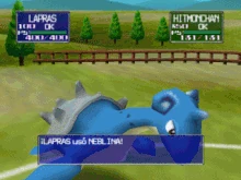 Lapras usando neblina en Pokémon Stadium.