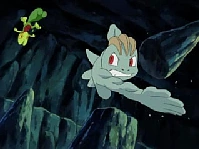 Machop de Brawly/Marcial usando golpe kárate contra el Treecko de Ash.