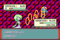Gardevoir usando hipnosis en la tercera generación.