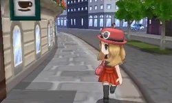 Serena dirigiendo la mirada hacia una cafetería.