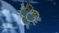 Magneton usando placaje contra el Heliolisk de Clemont/Lem.