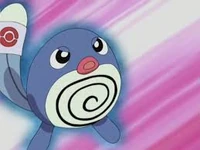 Poliwag usando protección.