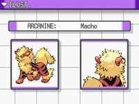 Ilustración de Arcanine en Pokémon Oro HeartGold.