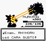 Rhyhorn usando cara susto en la segunda generación.