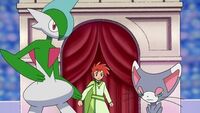 Zoey/Zoe junto a Glameow y Gallade.