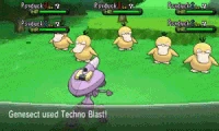 Genesect usando tecno shock (con fulgoROM insertada) en la sexta generación.