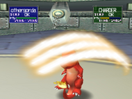 Charmander usando cuchillada en Pokémon Stadium.